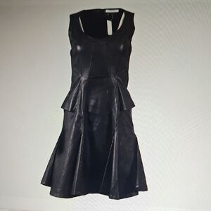 GIVENCHY: Black Leather Dress